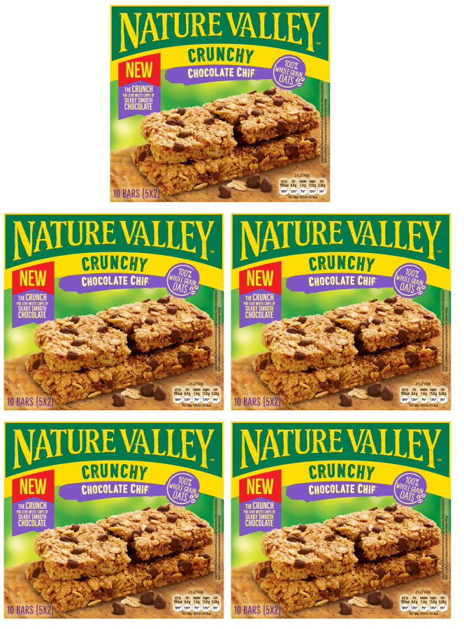 5 x Nature Valley Crunchy Choco Chips 5 Pack  - 210GM
