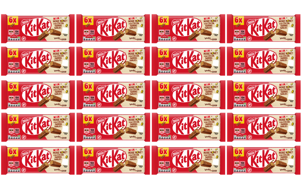 20 x Kitkat 2 Finger Milk 6pk - 124GM