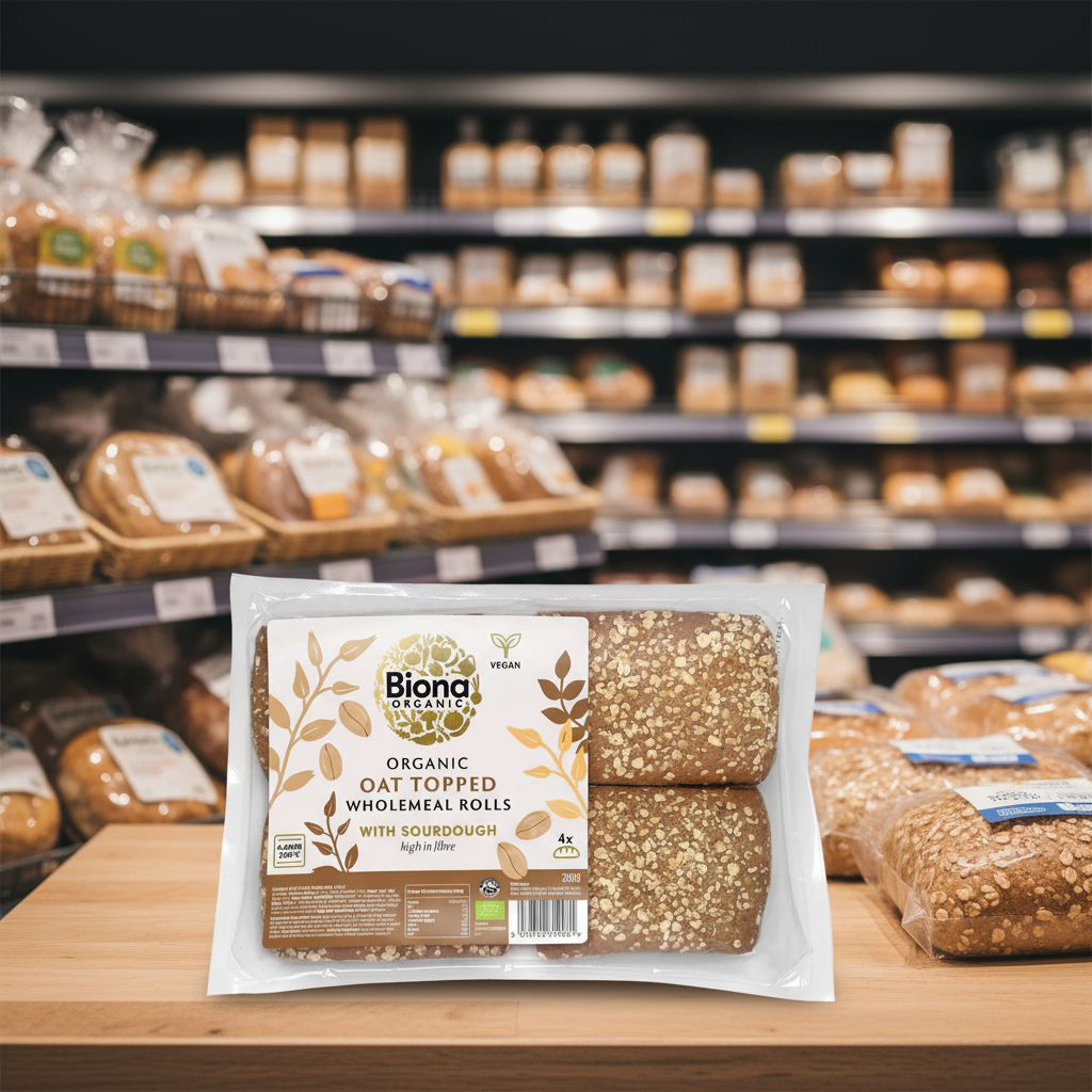 Biona Org Oat Topped Wholemeal Rolls - 300g
