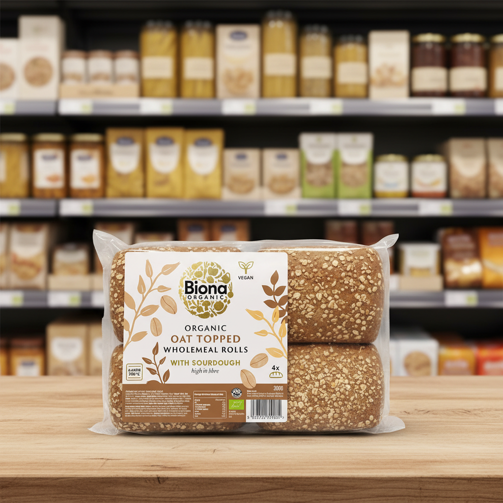 Biona Org Oat Topped Wholemeal Rolls - 300g