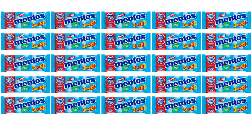 25 x Mentos Mint Roll 3Pk 3X25Gm