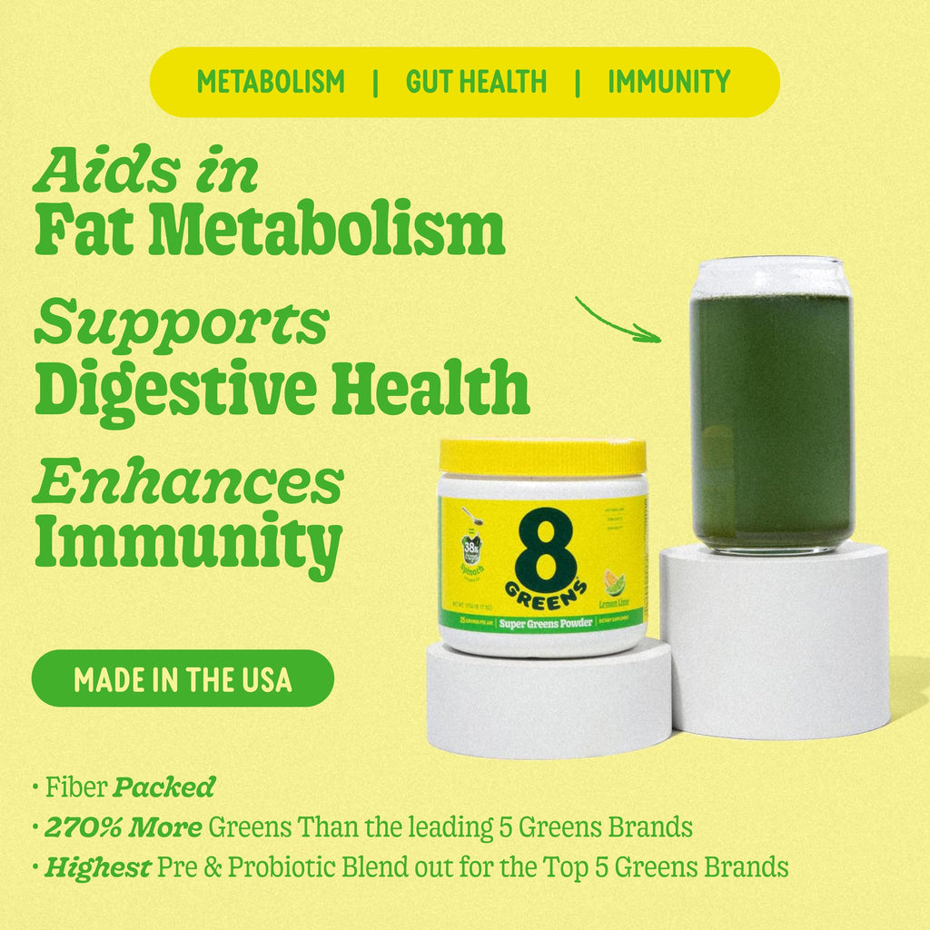 8Greens Super Greens Powder – Prebiotic & Probiotic Greens for Gut Health