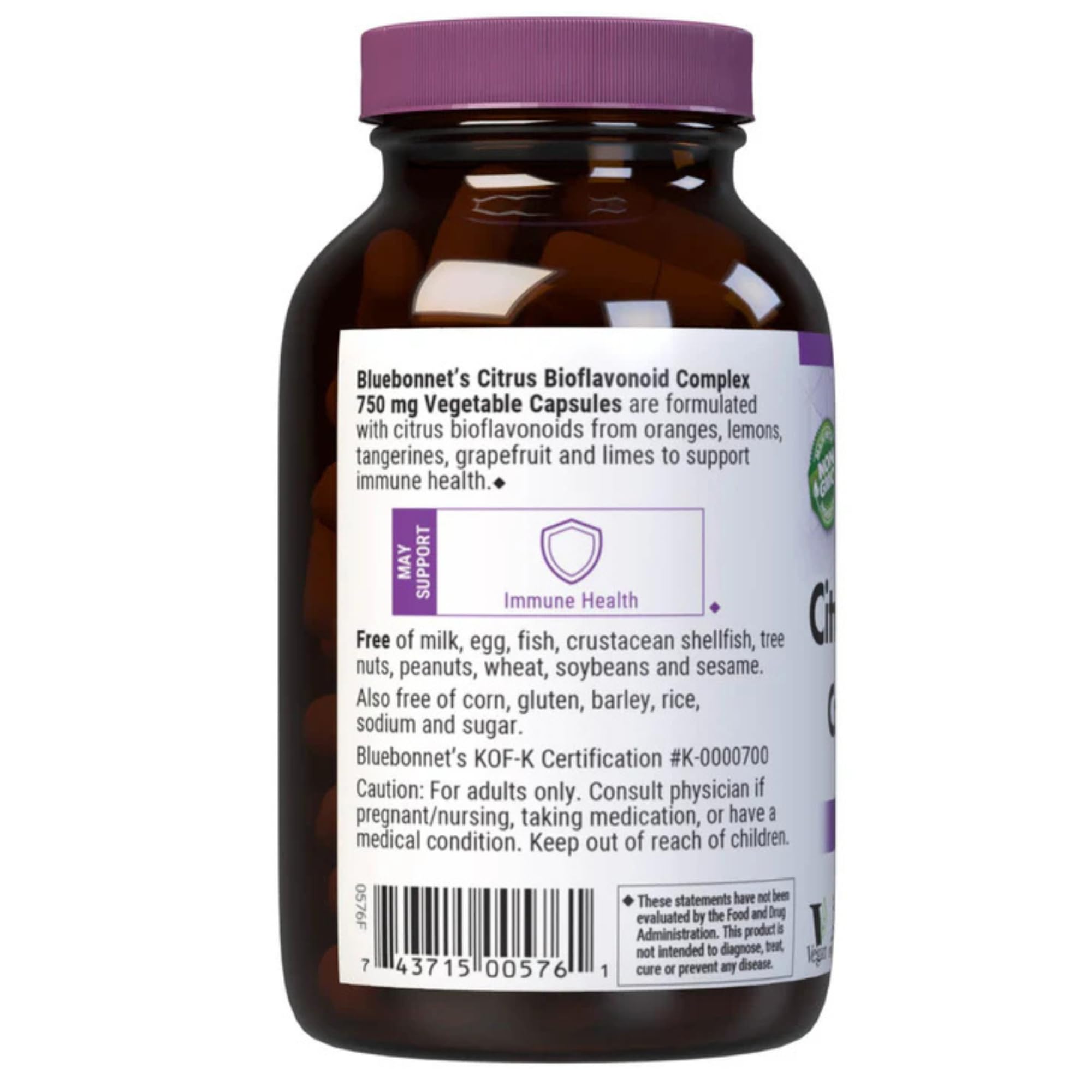 Bluebonnet Citrus Bioflavonoid Complex 750 mg Immune Support - Vegan, Non-GMO, Gluten-Free | 90 Veggie Capsules