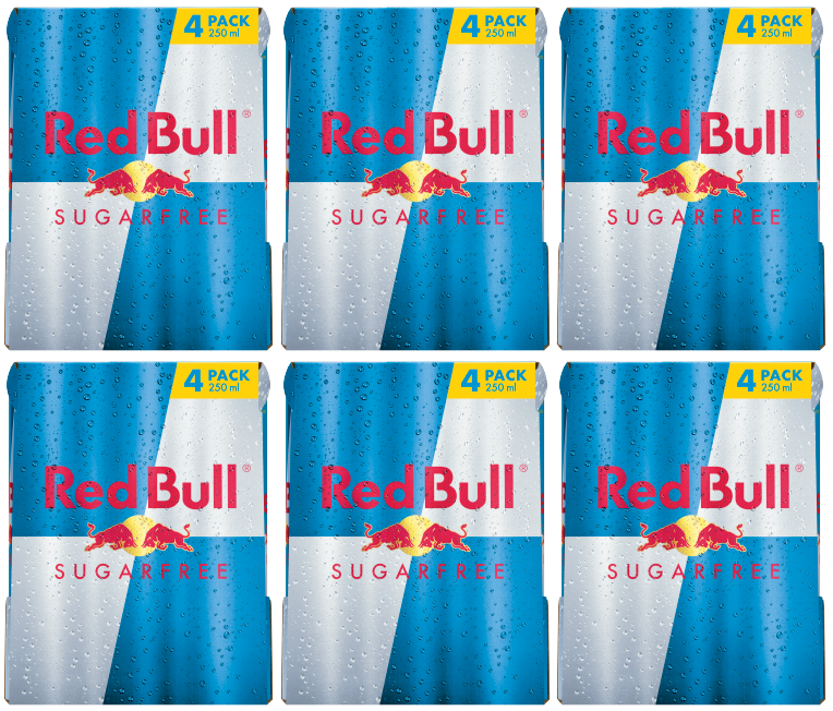 6 x Red Bull Energy Drink Sugar Free 4 Pack 4X250Mls