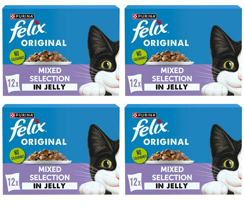 4 x Felix Original Mixed Selection In Jelly Wet Cat Food 12X85G