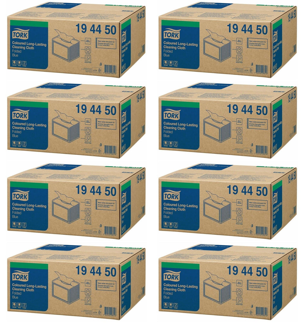 8 x Tork Coloured Long-Lasting Cleaning Cloth Blue W8 -194450