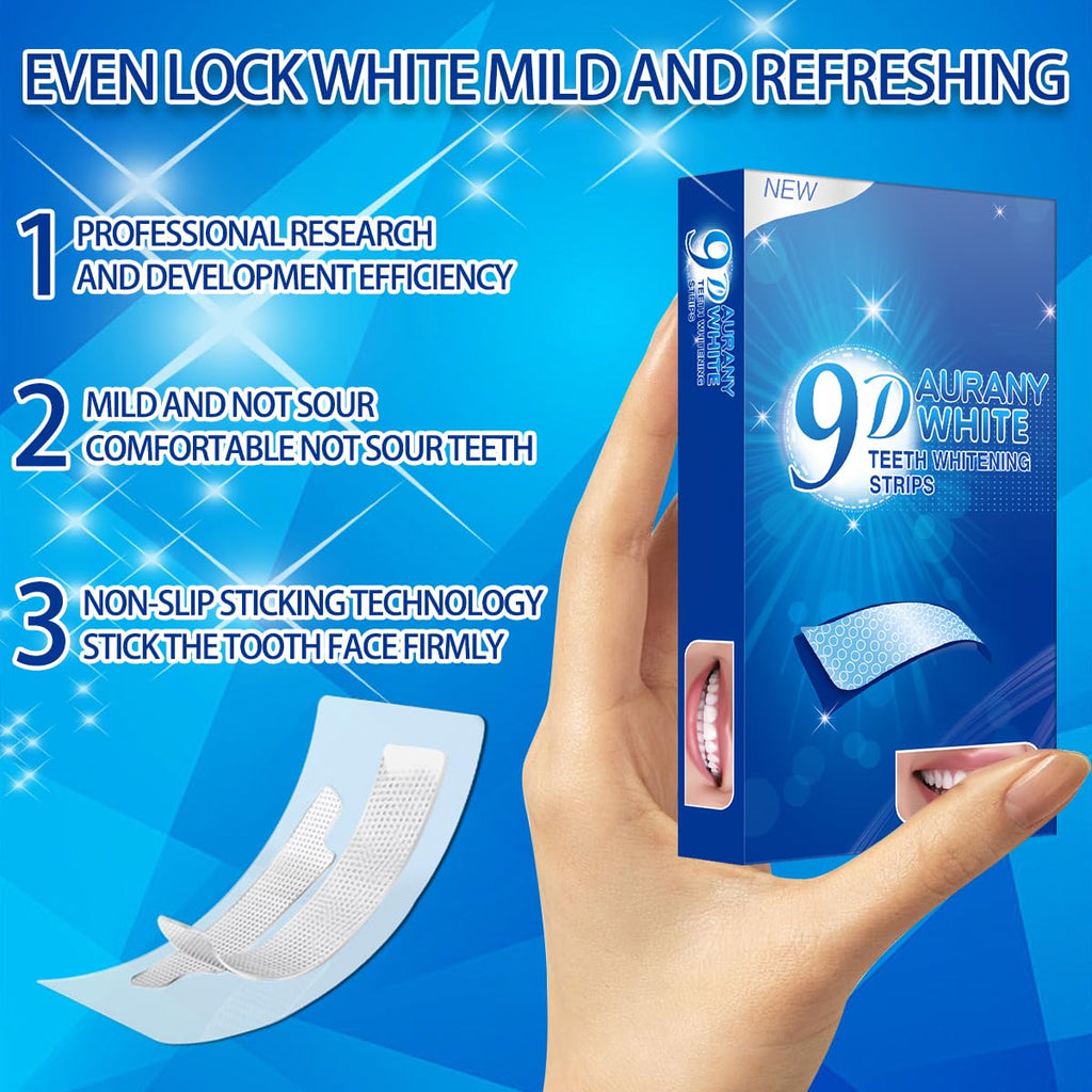 9D Sensitive Teeth Whitening Strips – Enamel-Safe, Fast Stain Removal for Coffee Drinkers & Smokers | 21 Pairs (42 Strips)