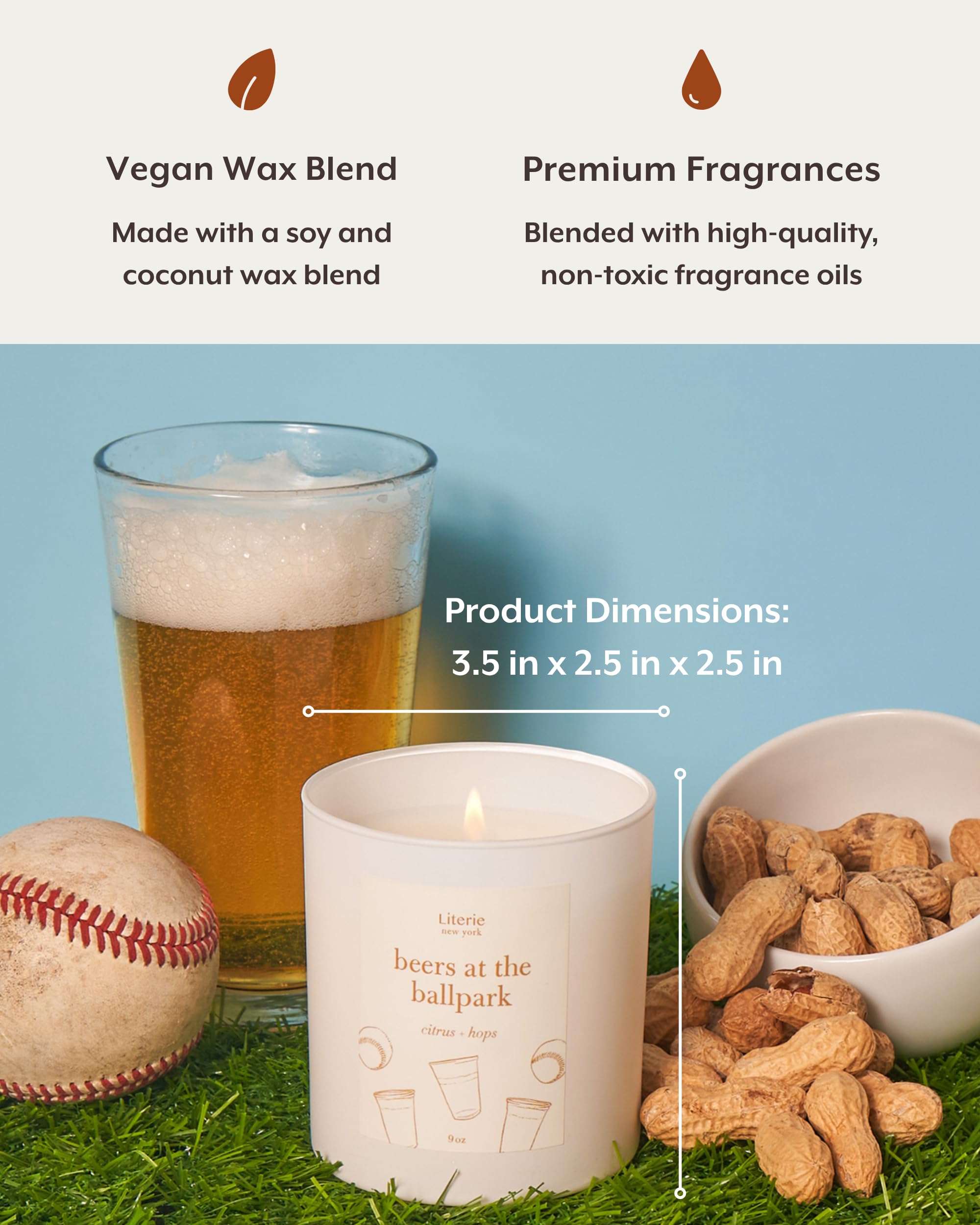 Beers at the Ballpark Candle – NYC Inspired Citrus & Hops, 9oz