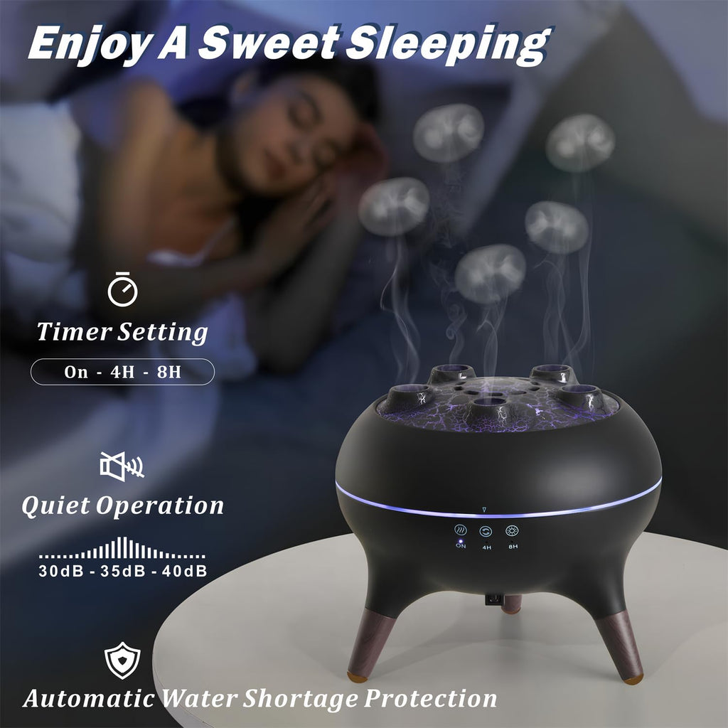 AChoice4U Essential Oil Diffuser 250ML Dancing Jellyfish – 7 Colors LED, Remote, Plug-in (Black)