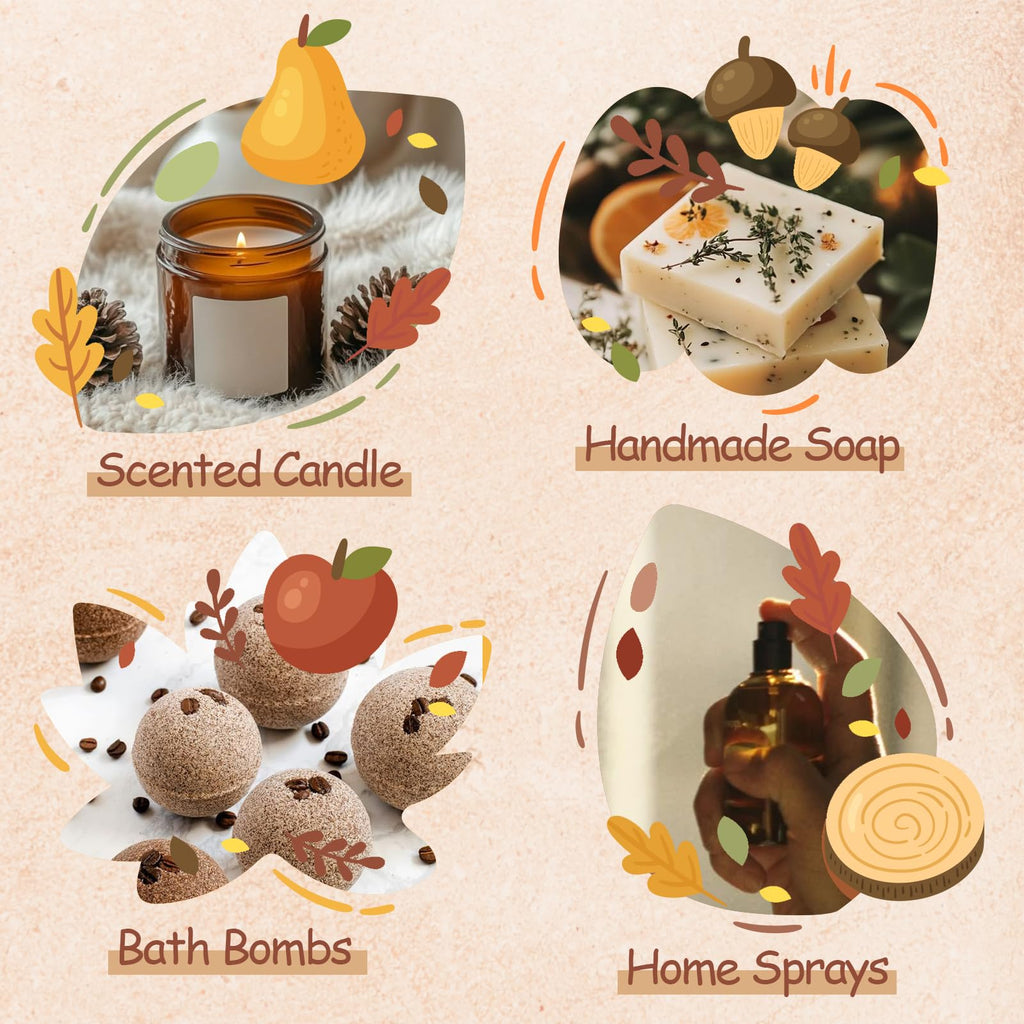 Autumn Fragrance Oils Set by AVEOIRA – 6x10mL for Diffuser, Candles & Soaps