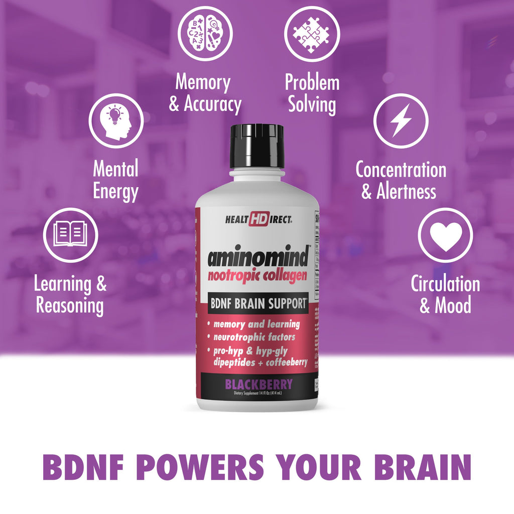 HEALTH DIRECT AminoMind Nootropic Collagen for Brain Health and BDNF, 14 Fl Oz
