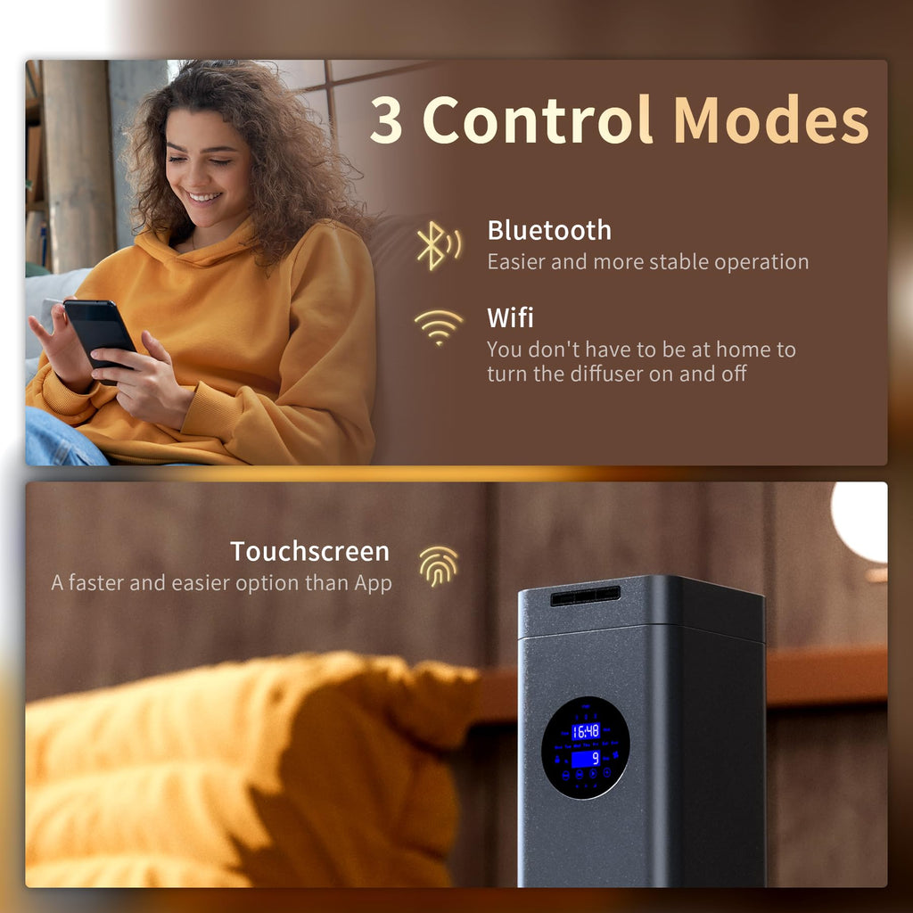 Aromadd 1500ml Scent Air Machine – 4000 sq ft Coverage, Waterless Diffuser, Titanium Gray