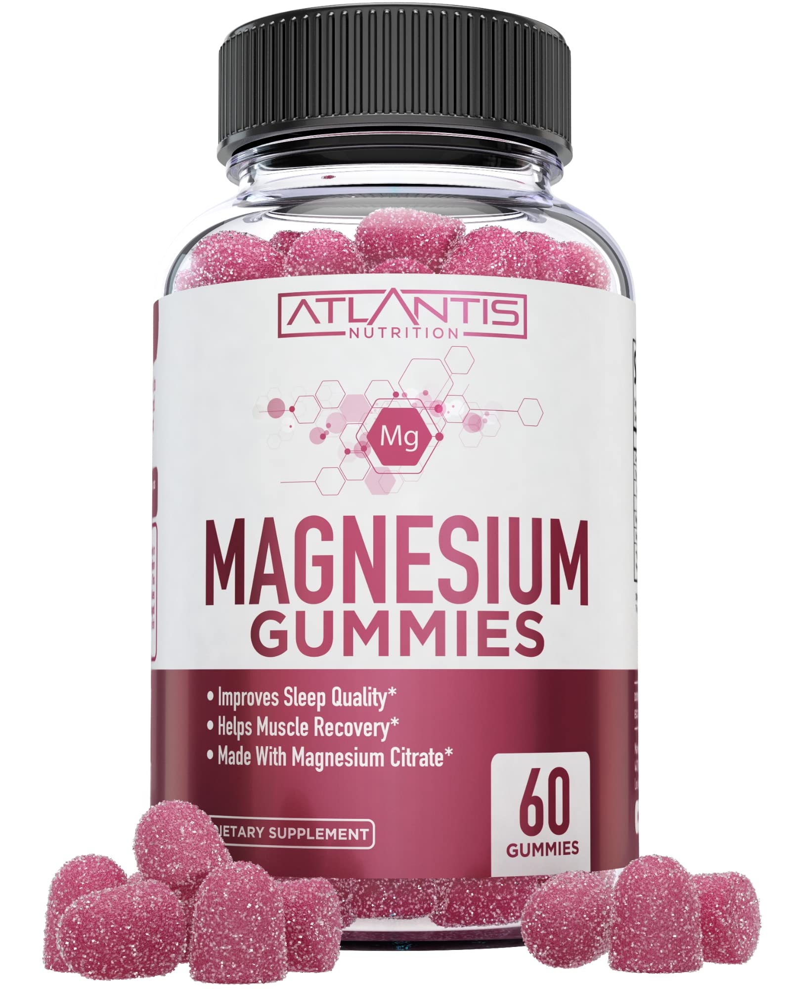 Atlantis Nutrition Magnesium Citrate Gummies – 770mg Magnesium Citrate for Kids & Adults | Supports Muscle Recovery, Eases Cramps, Promotes Calmness & Better Sleep | 60 Vegan Gummies