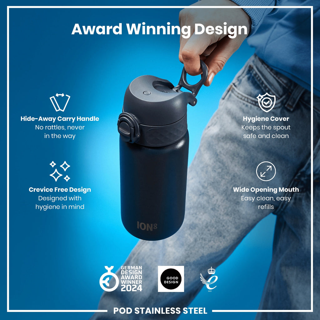 Leak Proof Water Bottle, Stainless Steel, Ash Navy, 400ml (13oz)