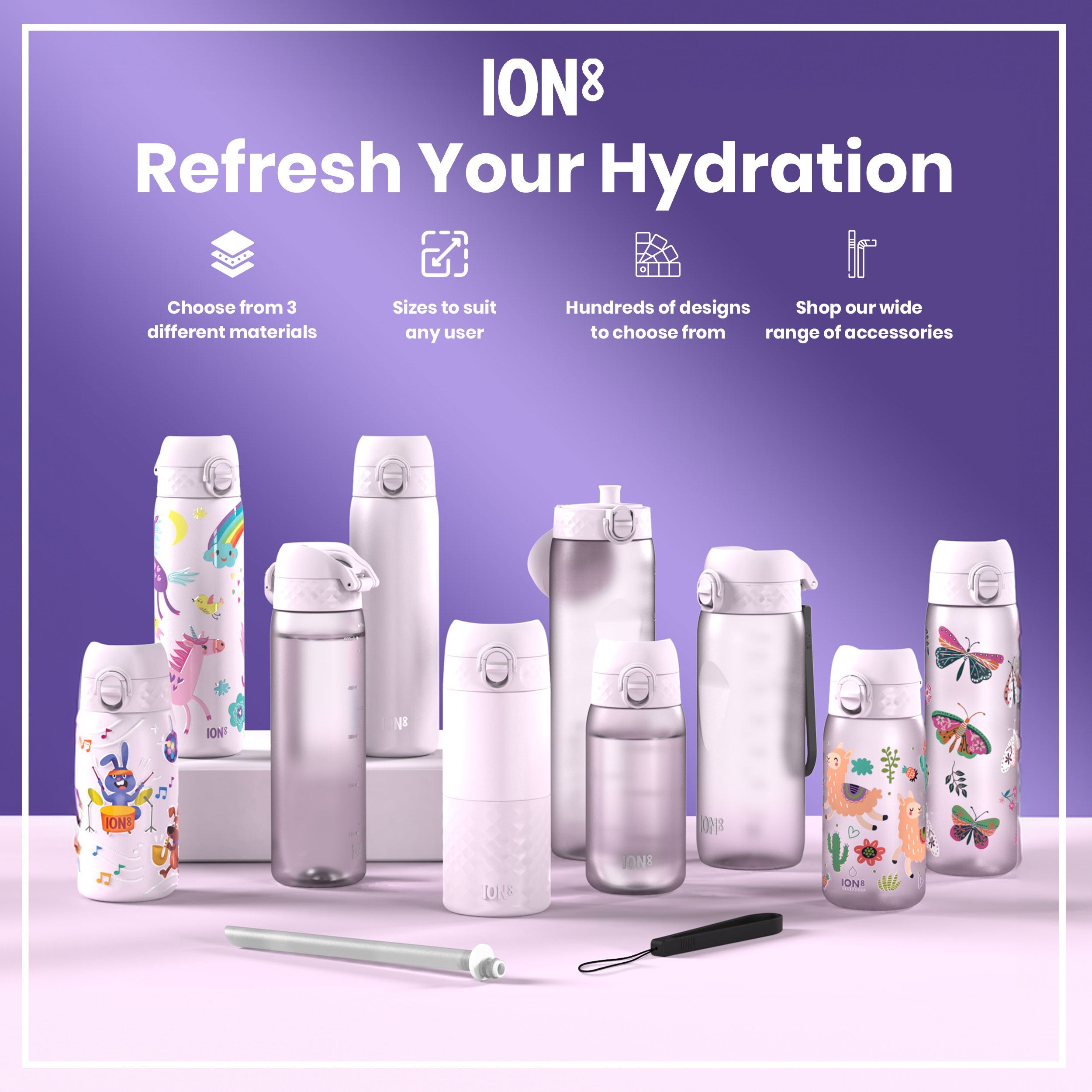 Leak Proof 1 litre Water Bottle, Recyclon, Light Purple, 1L