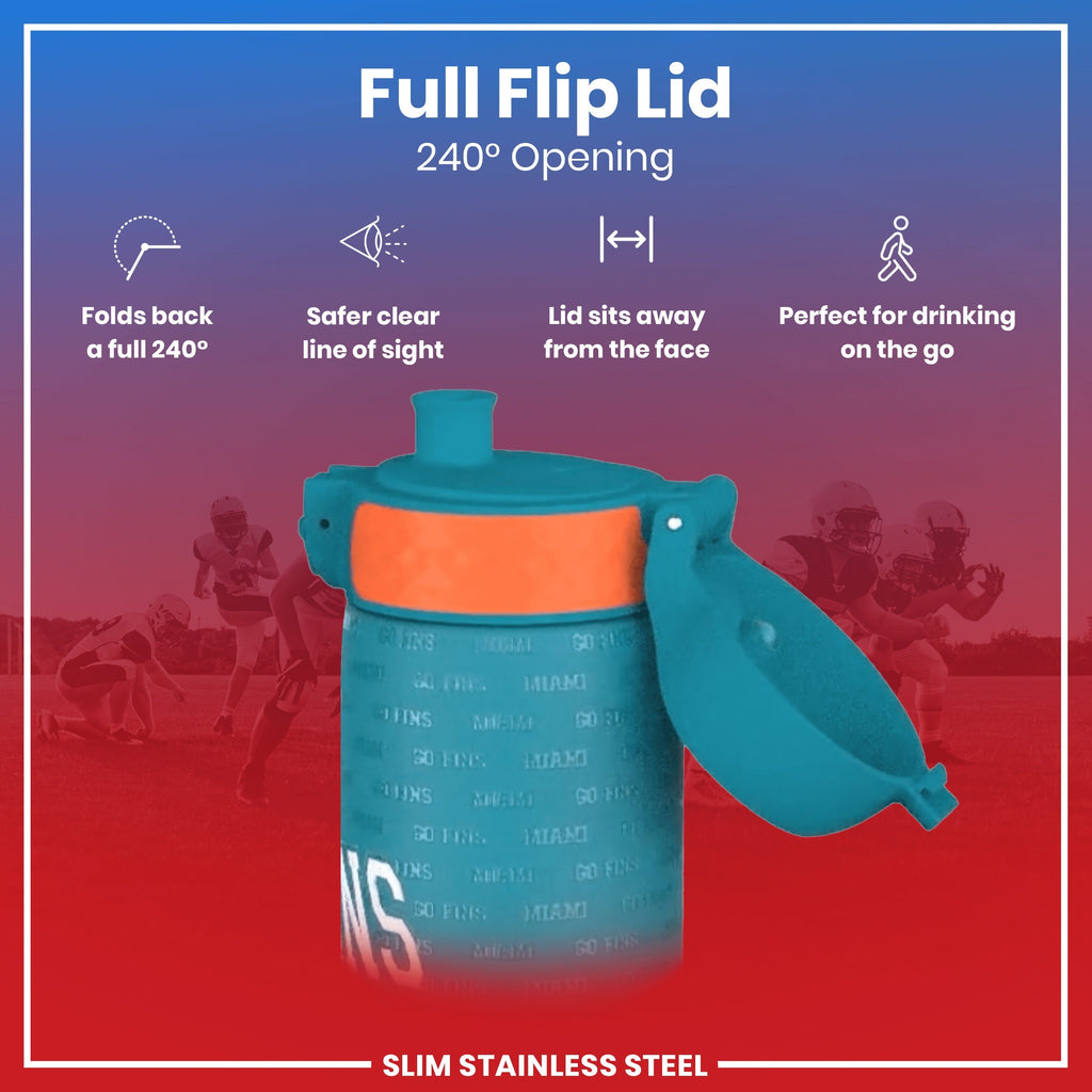 Leak Proof NFL Water Bottle, Stainless Steel, Miami Dolphins, 600ml (20oz)