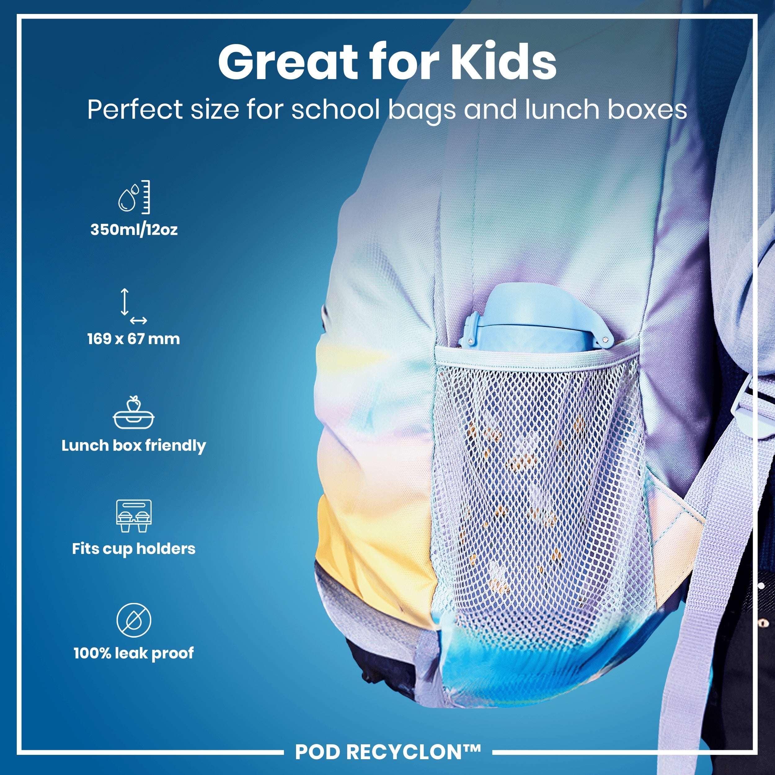Leak Proof Kids' Water Bottle, Recyclon, Bumble Bees, 350ml (12oz)