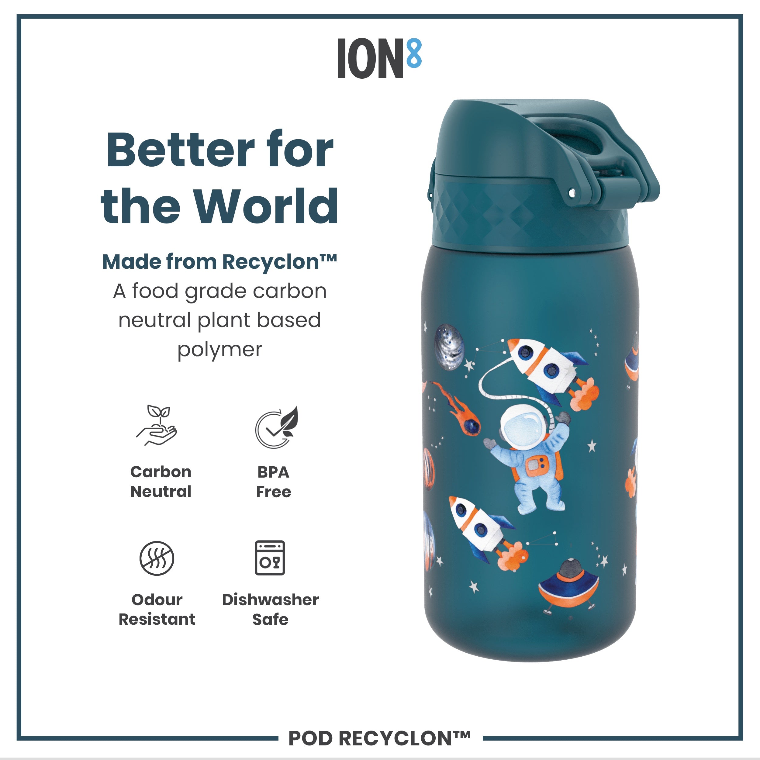 Leak Proof Kids Water Bottle, Recyclon, Space, 350ml (12oz)