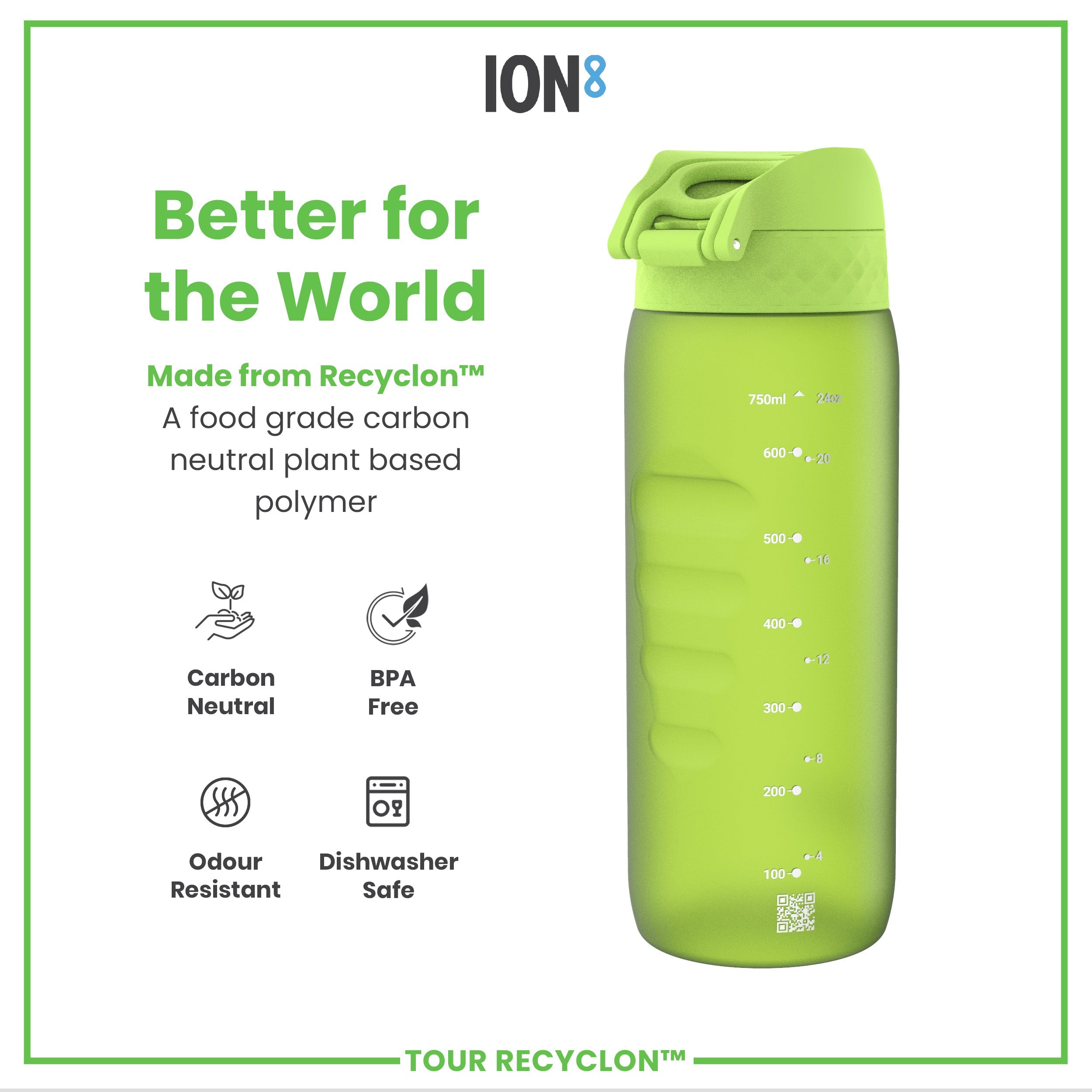 Bottle, Recyclon, Green, 750ml