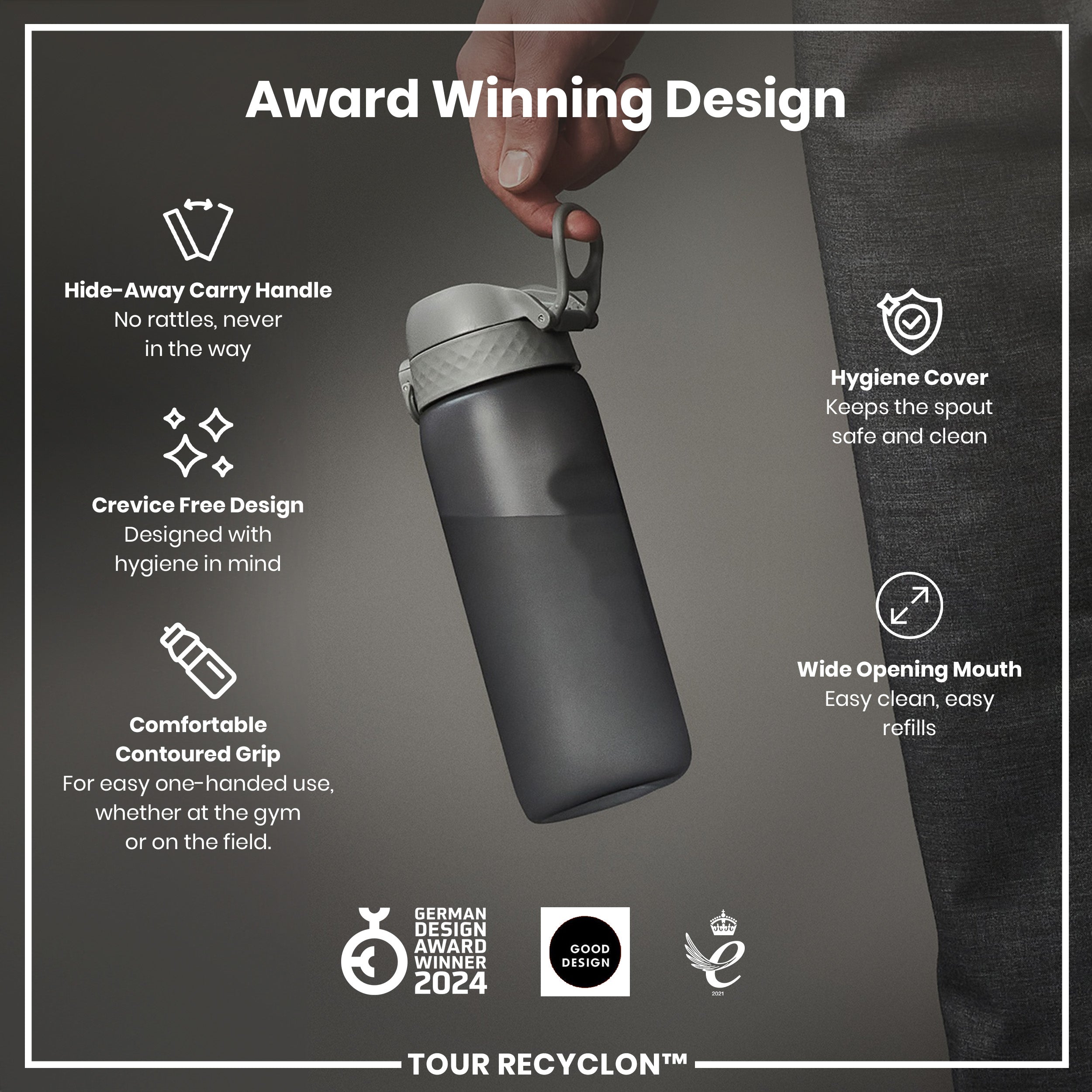 Bottle, Recyclon, Grey, 750ml