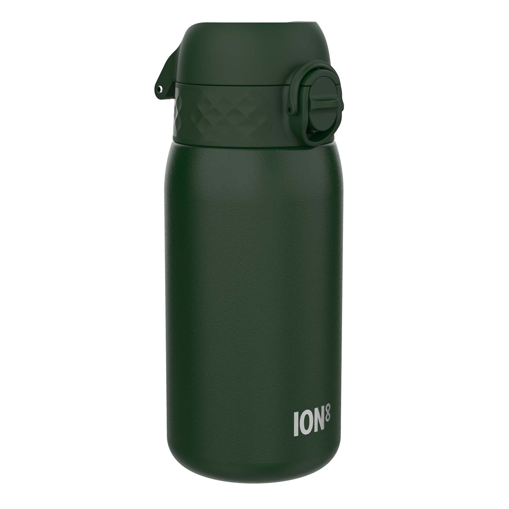 Leak Proof Kids Water Bottle, Stainless Steel, Dark Green, 400ml (13oz)