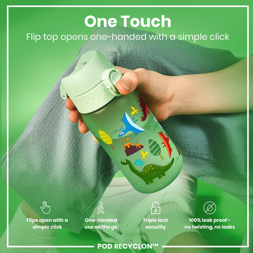 Leak Proof Kids Water Bottle, Recyclon, Dinosaur, 350ml (12oz)