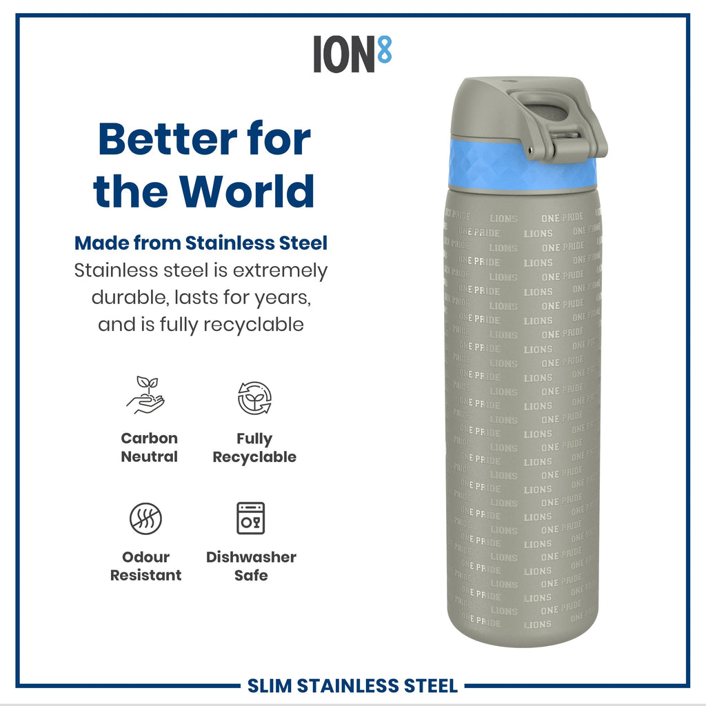 Leak Proof NFL Water Bottle, Stainless Steel, Detroit Lions, 600ml (20oz)