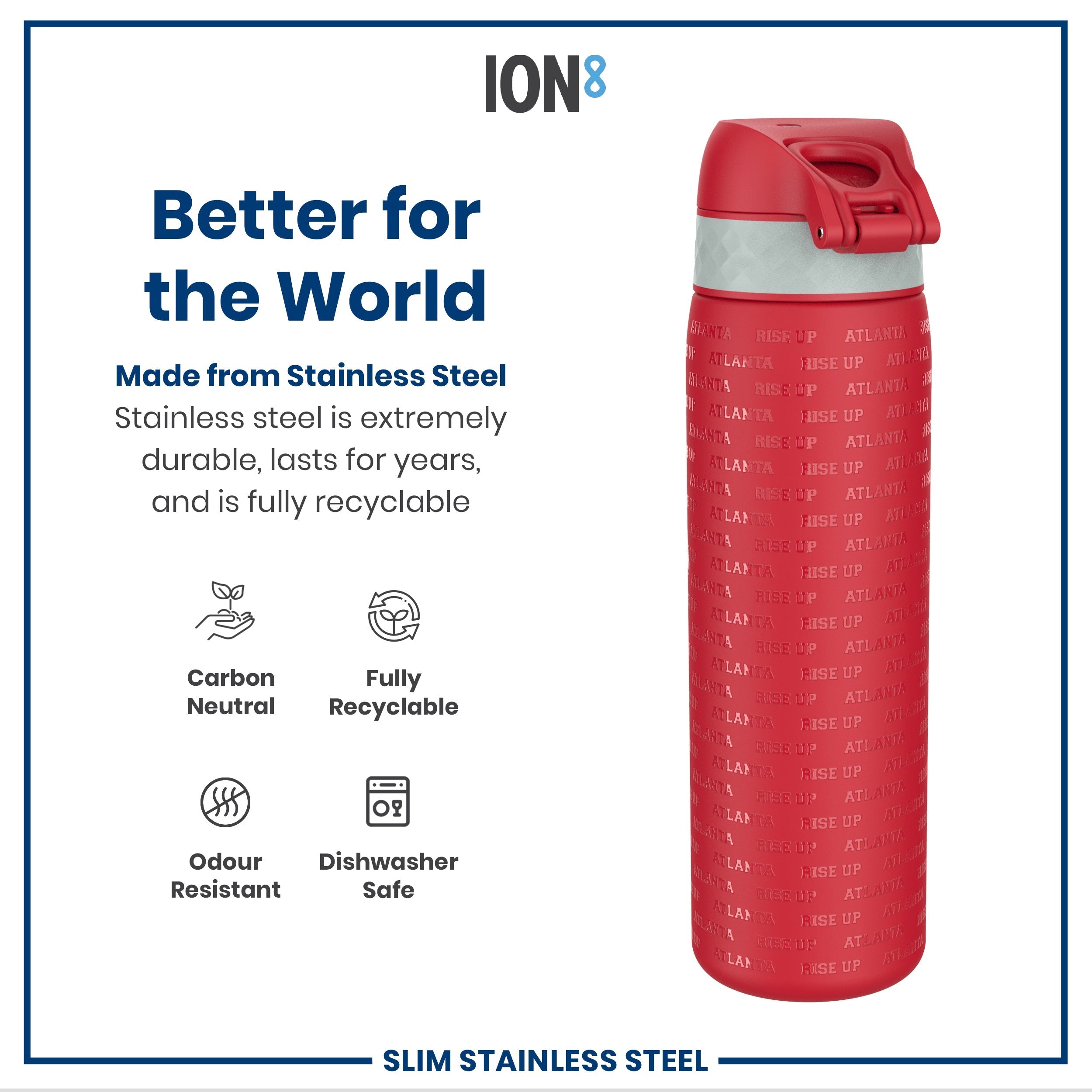Leak Proof NFL Water Bottle, Stainless Steel, Atlanta Falcons, 600ml (20oz)