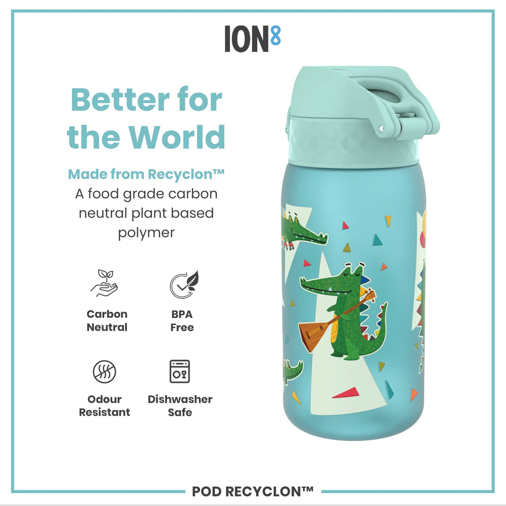 Leak Proof Kids Water Bottle, Recyclon, Crocodiles, 350ml (12oz)