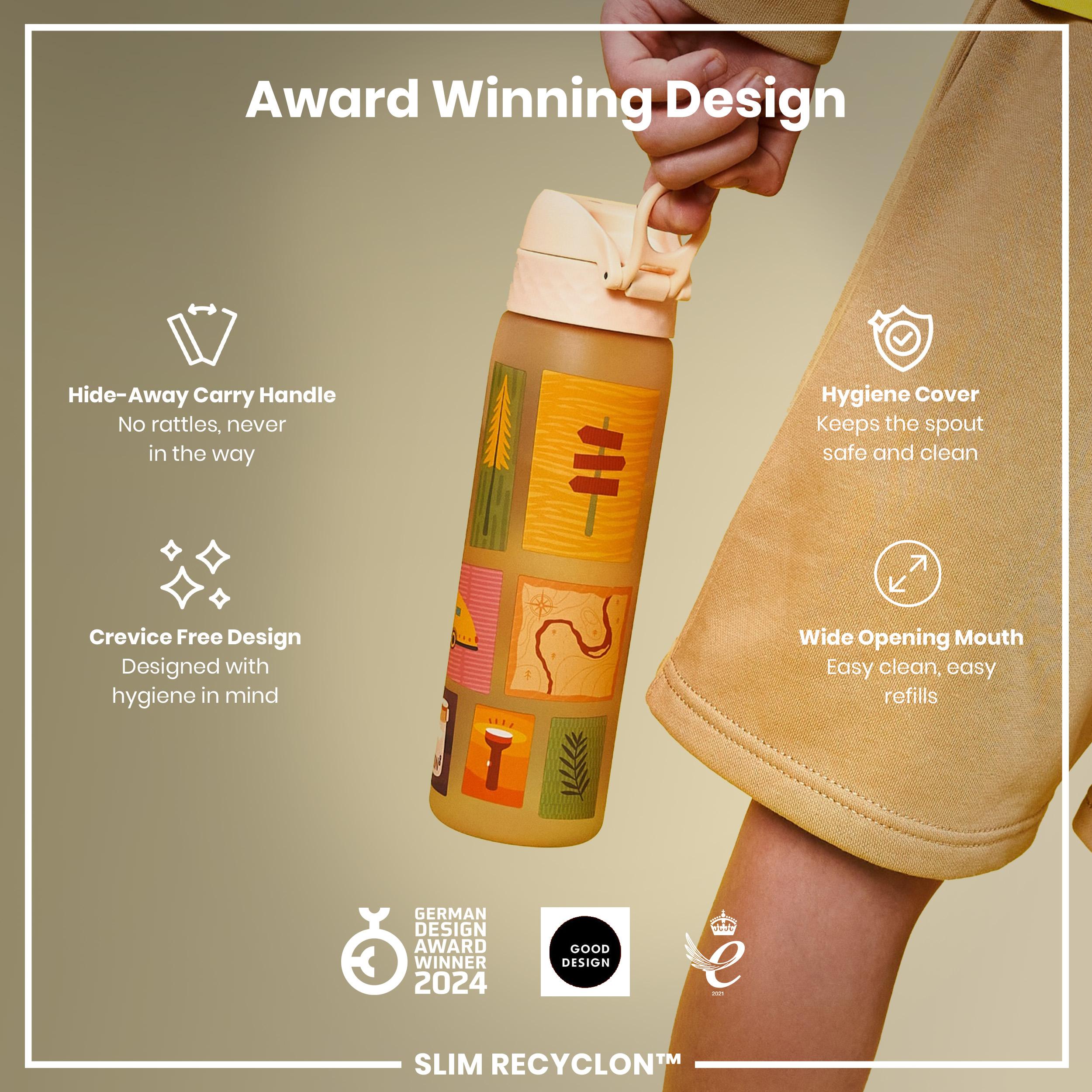 Leak Proof Slim Water Bottle, Recyclon, Camping, 500ml (18oz)