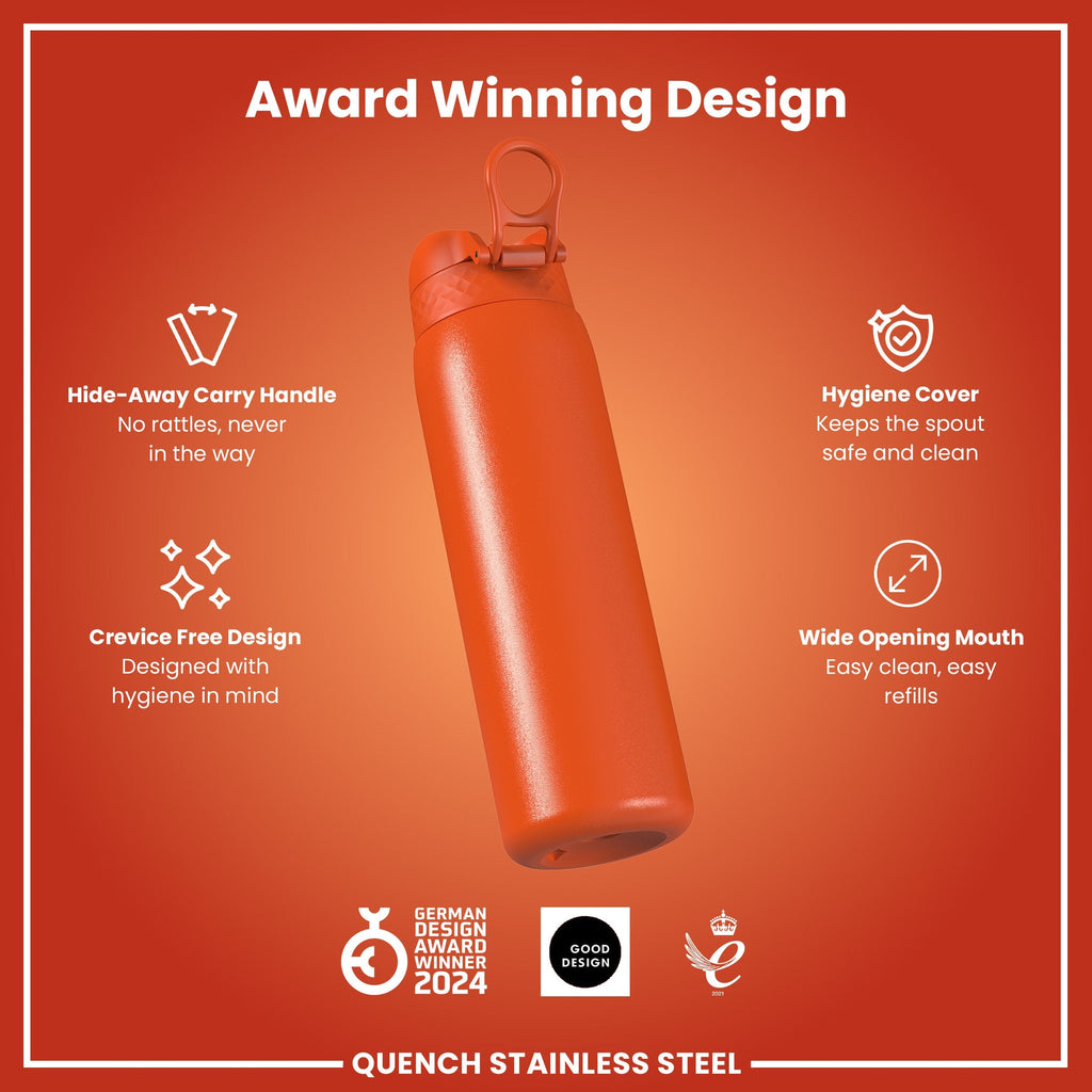 Leak Proof 1 Litre Water Bottle, Stainless Steel, Hearty Orange, 1L