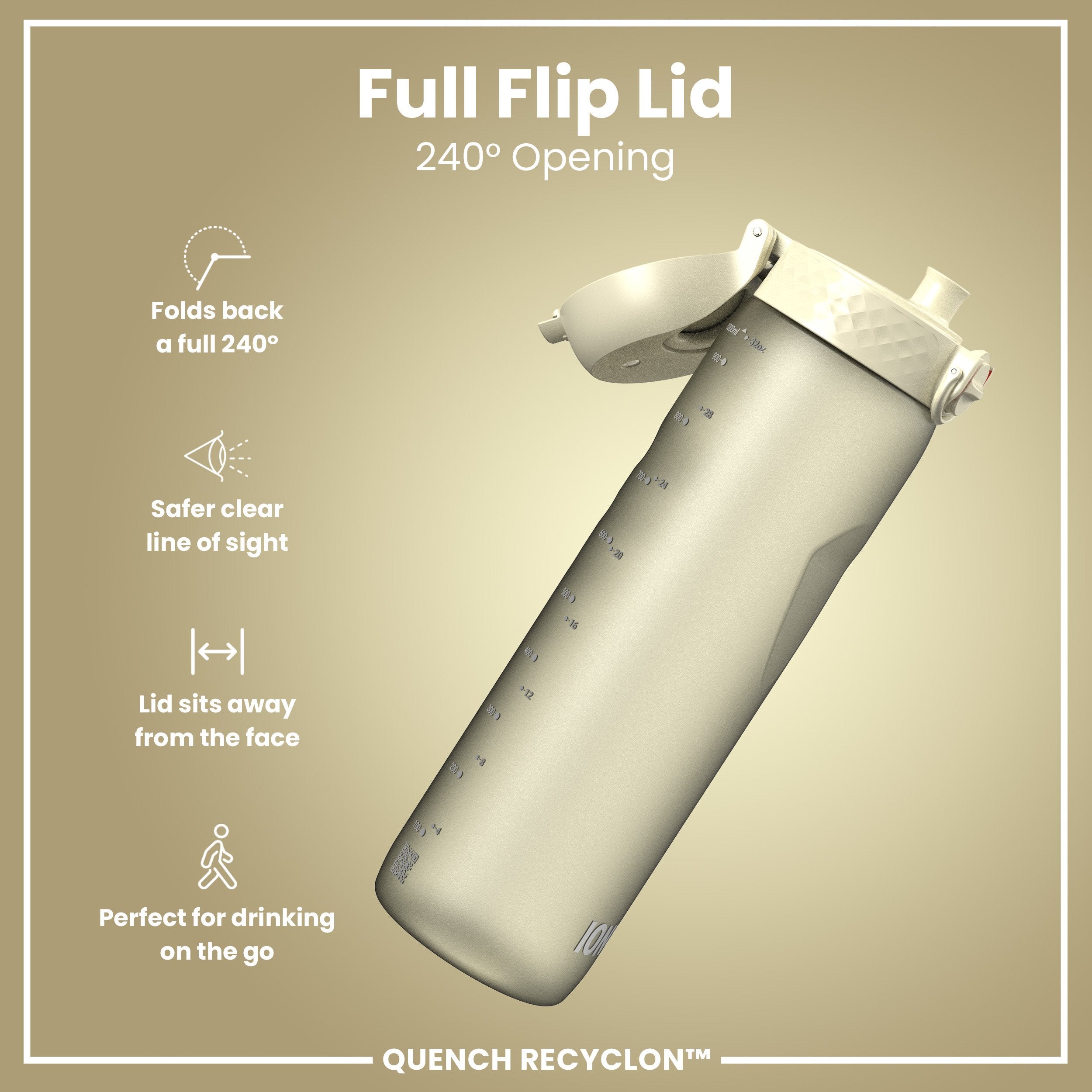 Leak Proof 1 litre Water Bottle, Recyclon, Creamy White, 1L