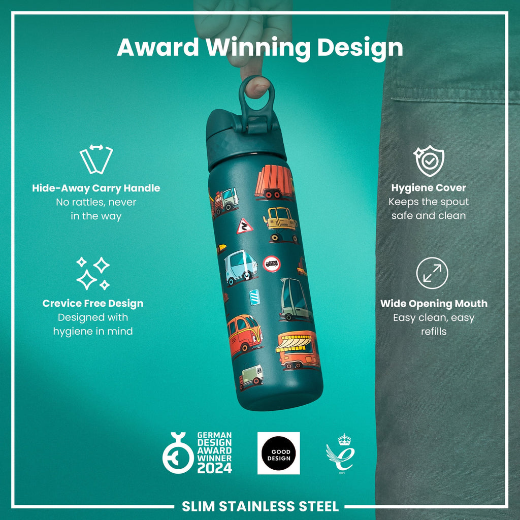 Leak Proof Slim Water Bottle, Stainless Steel, Automobiles, 600ml (20oz)