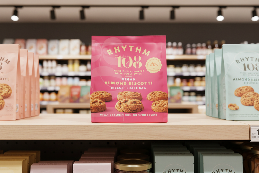 8 x Rhythm 108 Almond Biscotti Share Bag - 135g