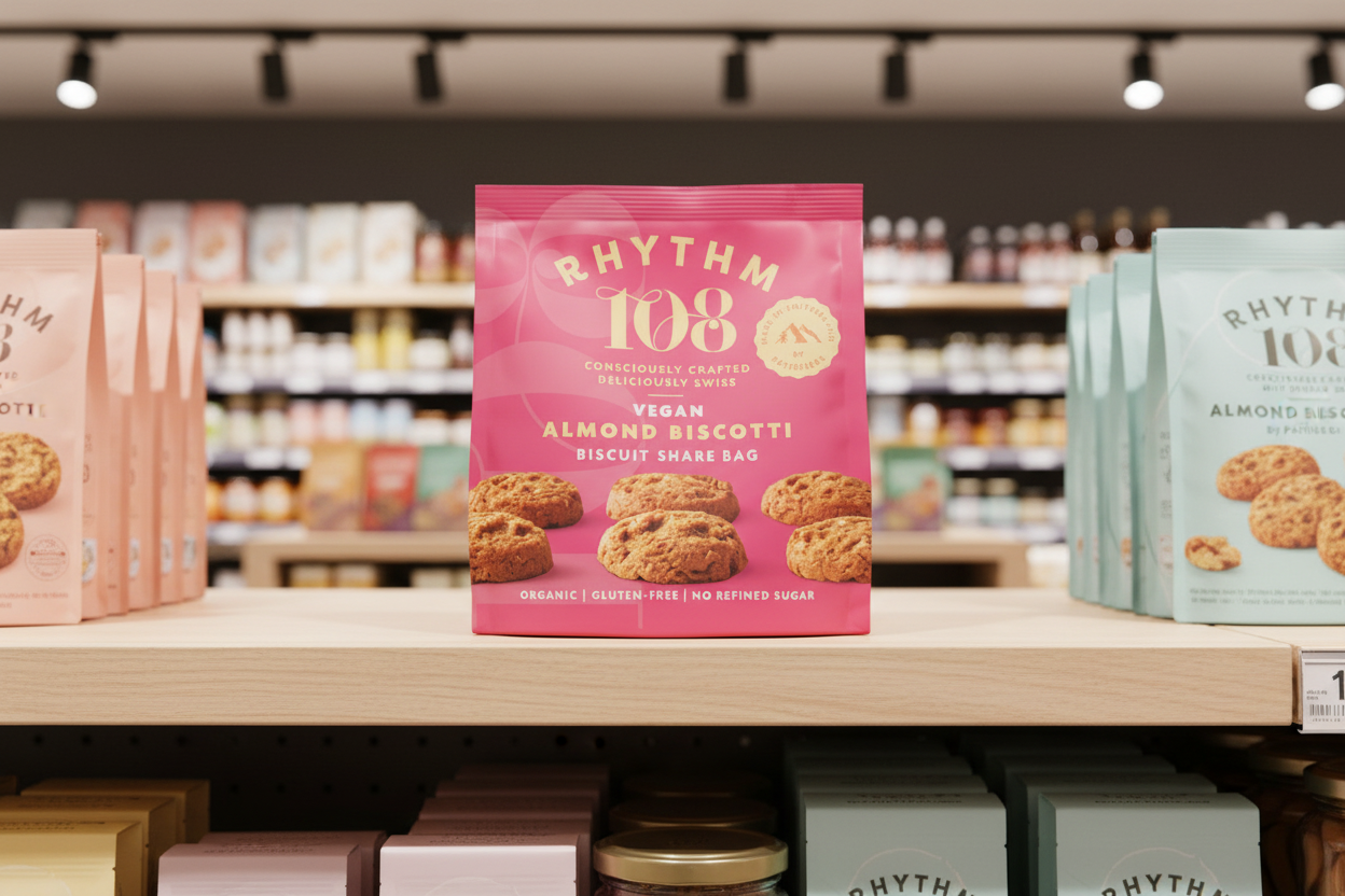 8 x Rhythm 108 Almond Biscotti Share Bag - 135g