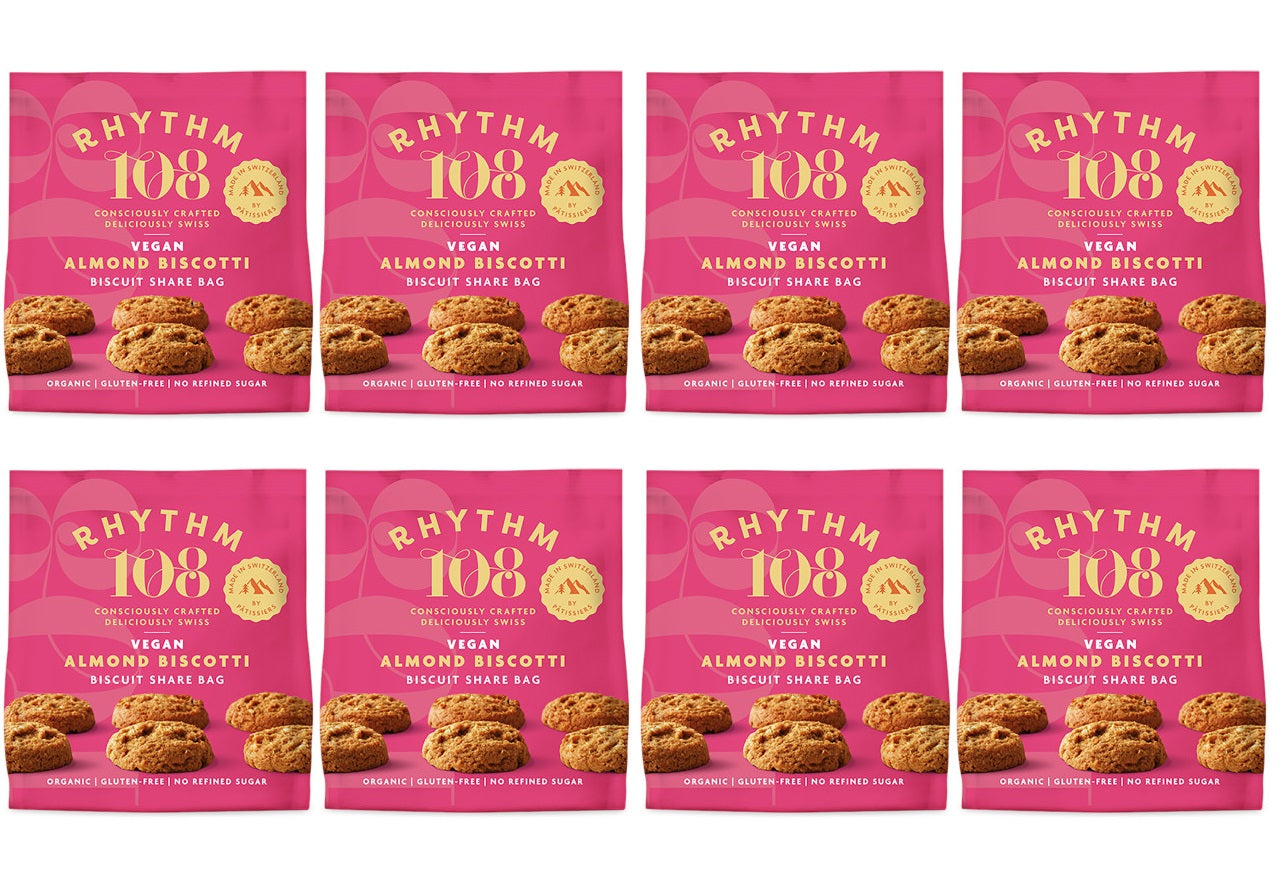 8 x Rhythm 108 Almond Biscotti Share Bag - 135g