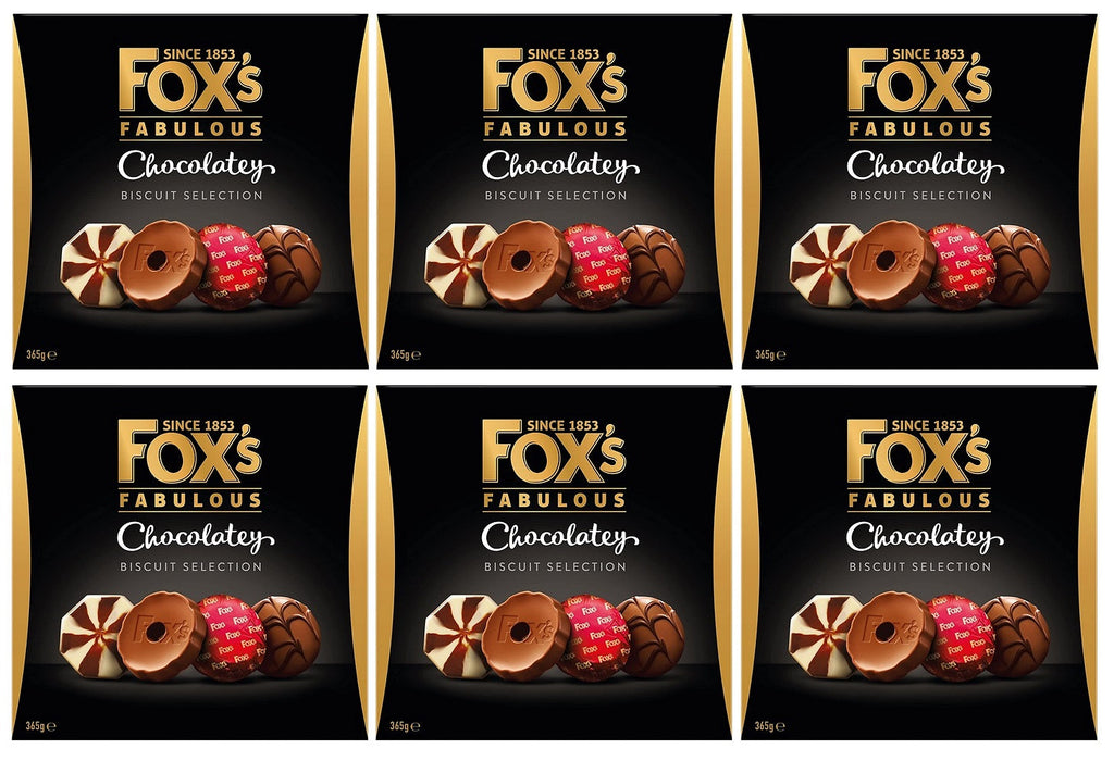 6 X Foxs Fabulous Chocolatey Biscuit Selection Carton 365G