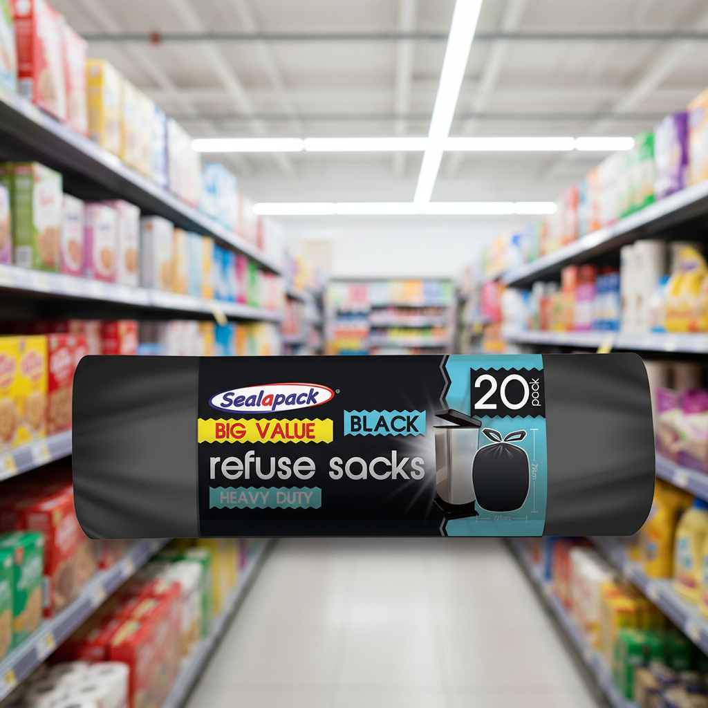 20 X Seal A Pack Black Refuse Sacks  20 PACK