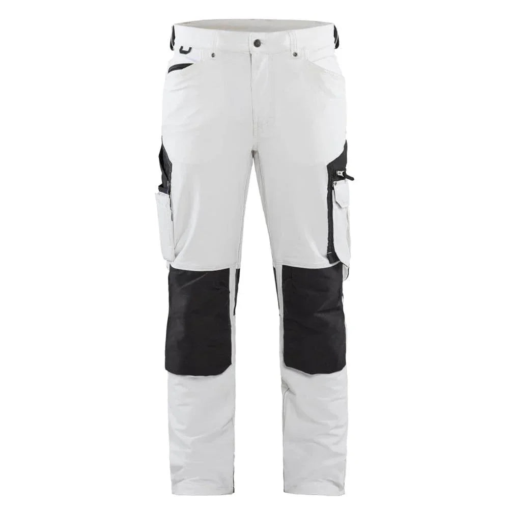 Blaklader 1089 4-Way Stretch Painters Work Trousers White/Dark Grey, 34" Waist Short Leg