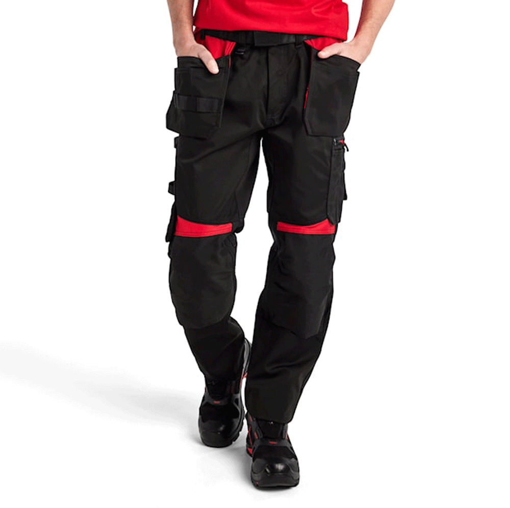 Blaklader 1555 Holster Pocket Craftsmen Work Trousers Black / Red