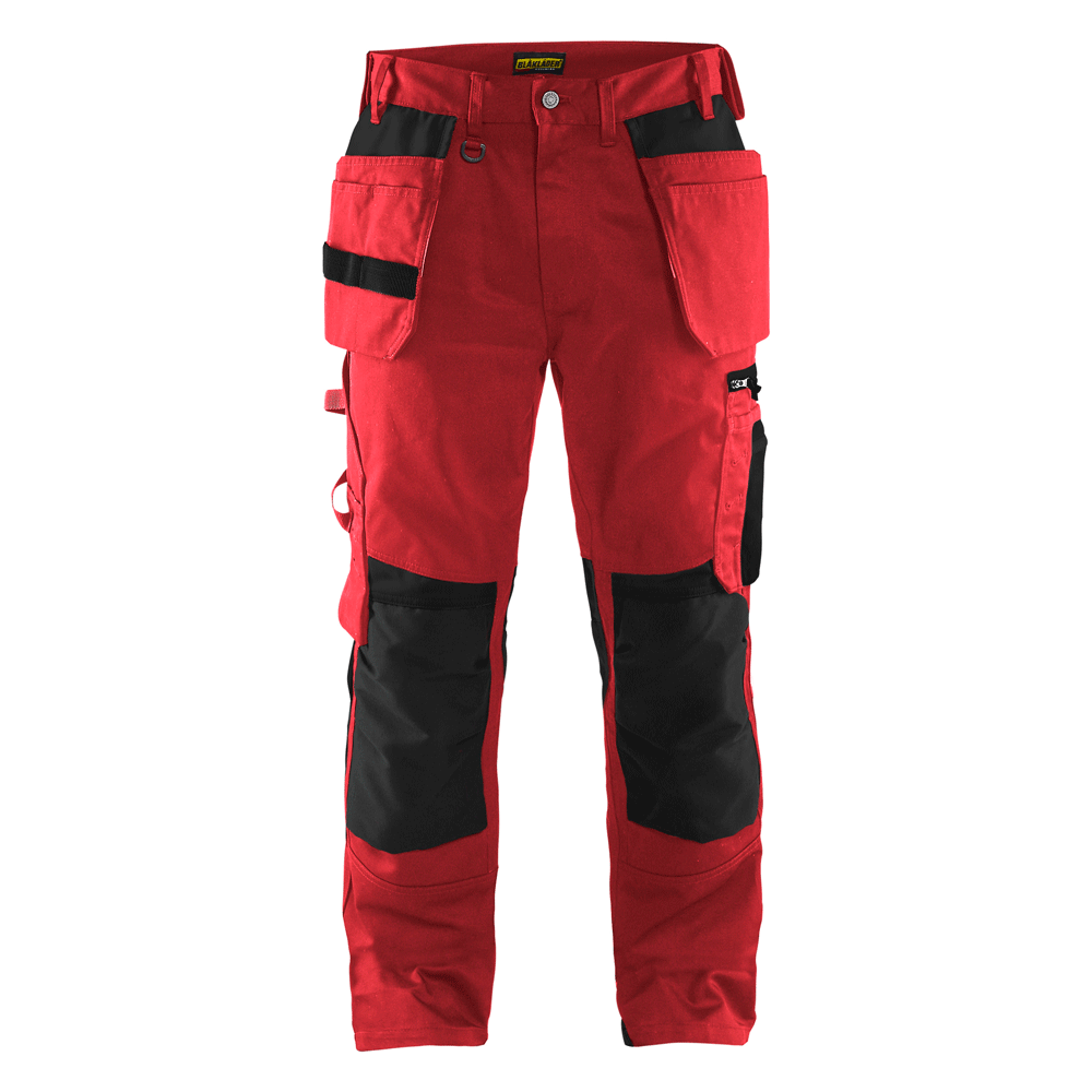 Blaklader 1555 Holster Pocket Craftsmen Work Trousers Red / Black