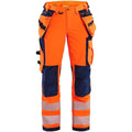 Blaklader 7197 Womens Hi-Vis 4-Way Stretch Holster Pocket Work Trouser Orange/Navy Blue / UK 14, Regular Leg