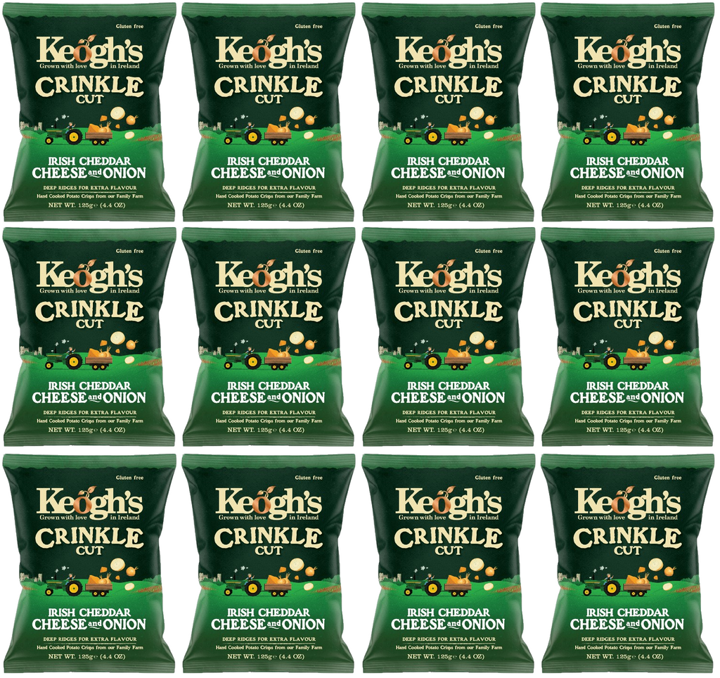 12 x Keogh's Crinkle Cut Cheddar Cheese And Red Onion 125G