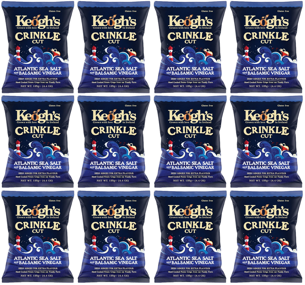 12 x Keogh's Crinkle Cut Atlantic Sea Salt & Balsamic Vinegar 125G
