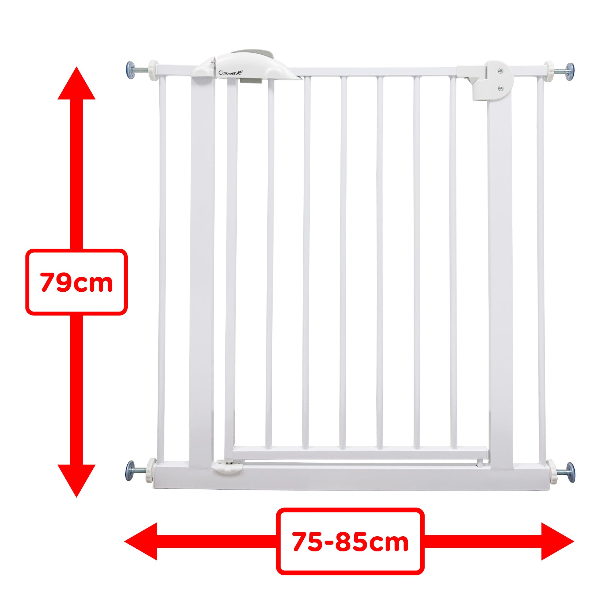 Callowesse Kangal Baby & Toddler Pressure Fit Door & Stair Safety Gate | 75-85cm x H79cm - White