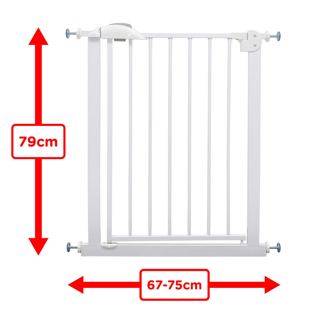 Callowesse Narrow Baby & Toddler Pressure Fit Door & Stair Safety Gate | 67-75cm x H79cm - White