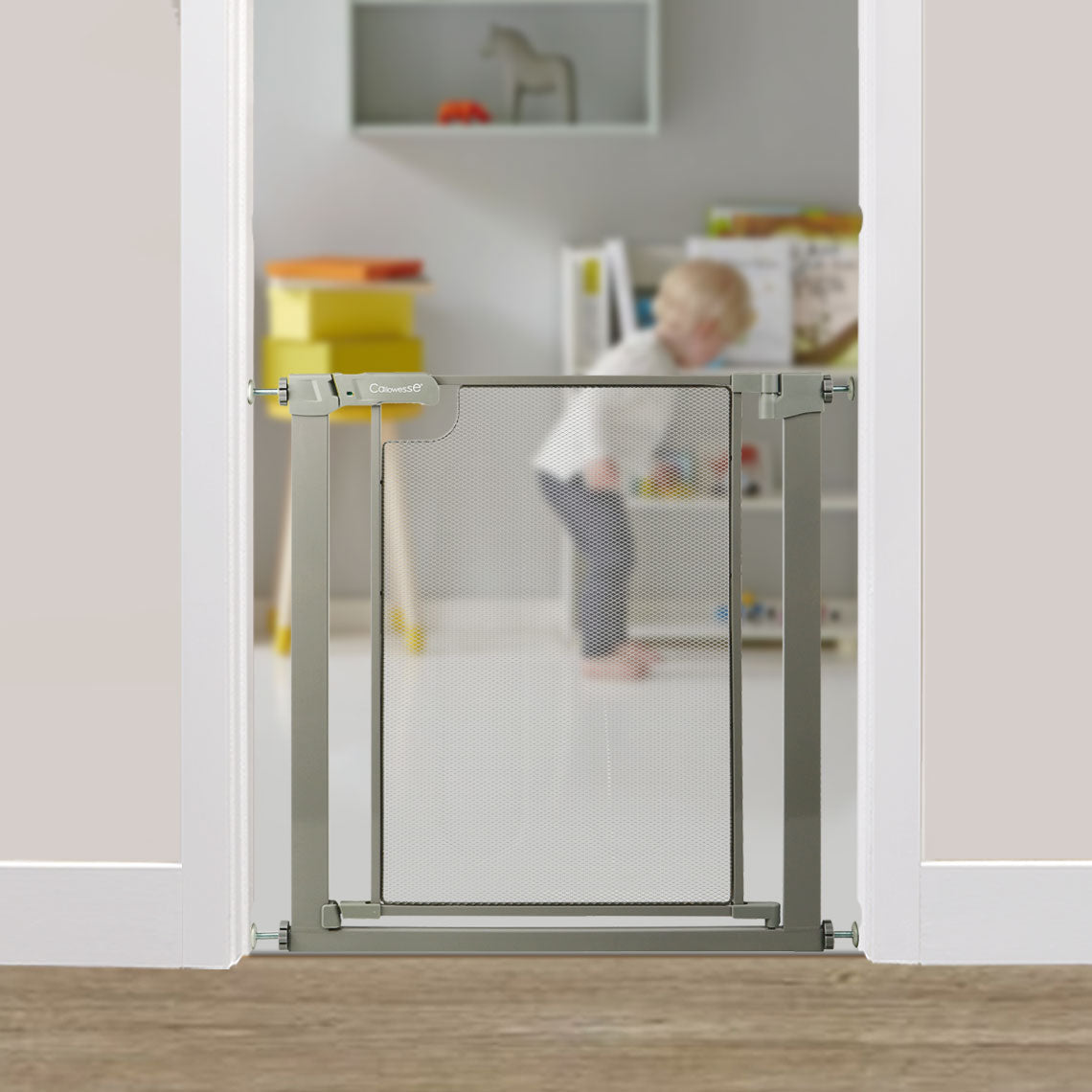 Callowesse Metal Mesh Baby Stair Gate - Ash Grey
