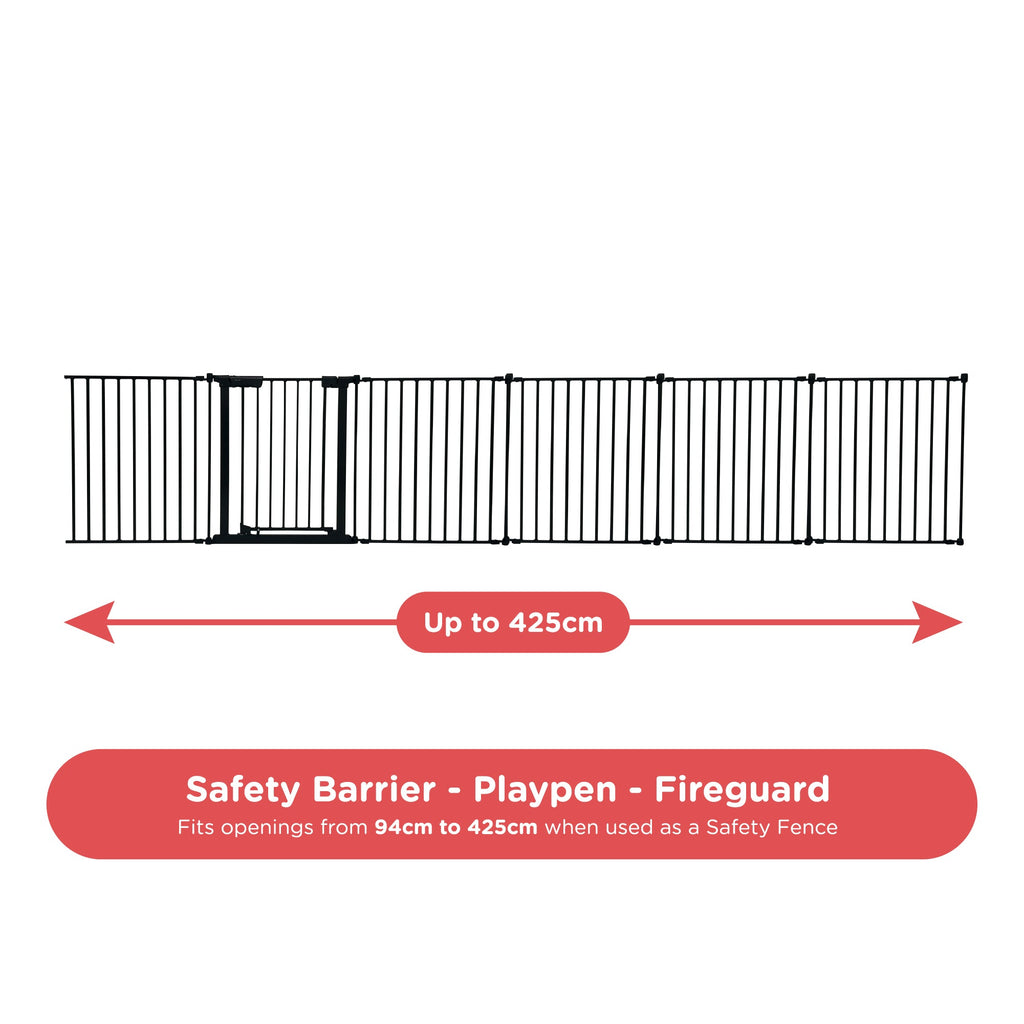 Callowesse XL Extendable Hexagonal Playpen, Fireguard and Room Divider - Black