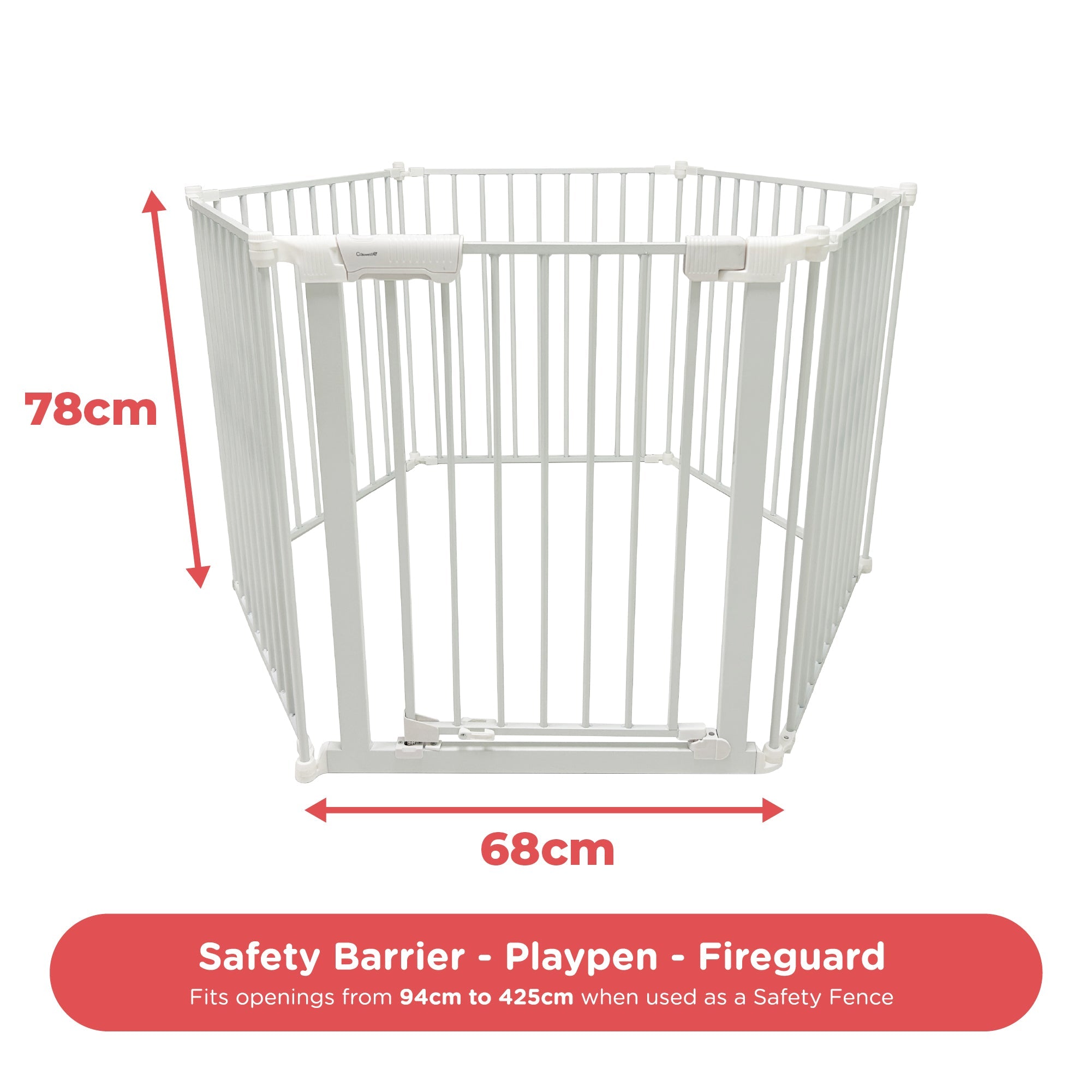 Callowesse XL Extendable Hexagonal Playpen, Fireguard and Room Divider - White