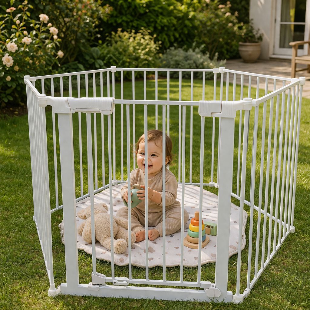Callowesse XL Extendable Hexagonal Playpen, Fireguard and Room Divider - White